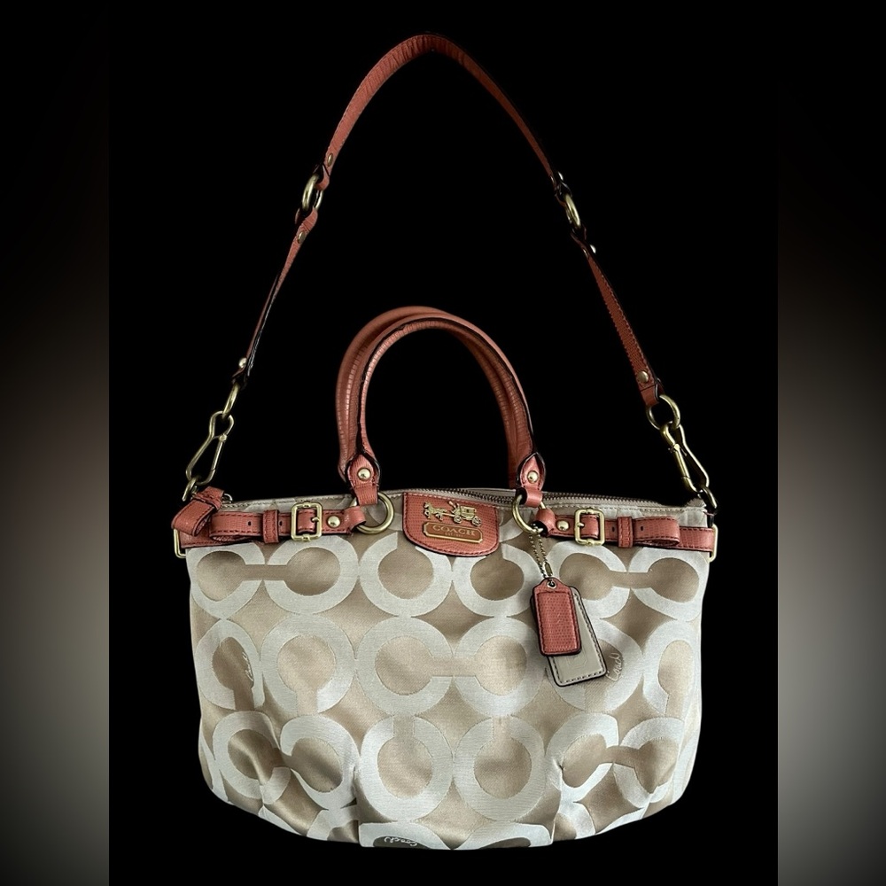 Retro Coach Iconic Madison Sophia Sachel OP Art Crossbody Tote with Leather Trim - Picture 2 of 13